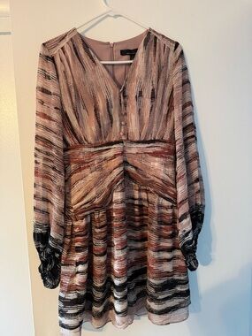 White House Black Market Pink and Black Printed Wrap Dress